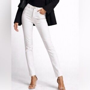 AG Adriano Goldschmied The Stilt Skinny Cigarette White Jeans Size 28R